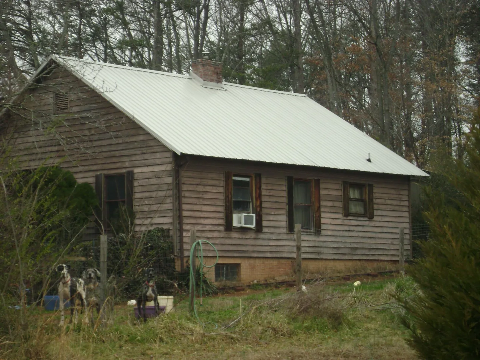 White metal roof on an old wood sided farmhouse, from a Metal Roof Installation job in Cairo